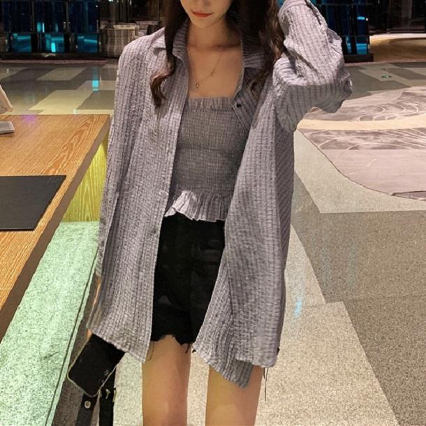 オーバーシャツ＆キャミ 3457-画像3-韓国ファッション通販POPREA［ポップリア］