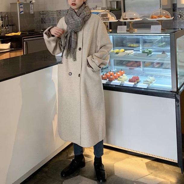 シンプルラペルウールライクコート 3905-画像3-韓国ファッション通販POPREA［ポップリア］