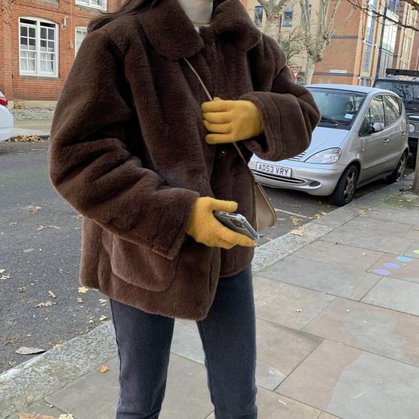 ラウンドカラーファージャケット 4180-画像3-韓国ファッション通販POPREA［ポップリア］