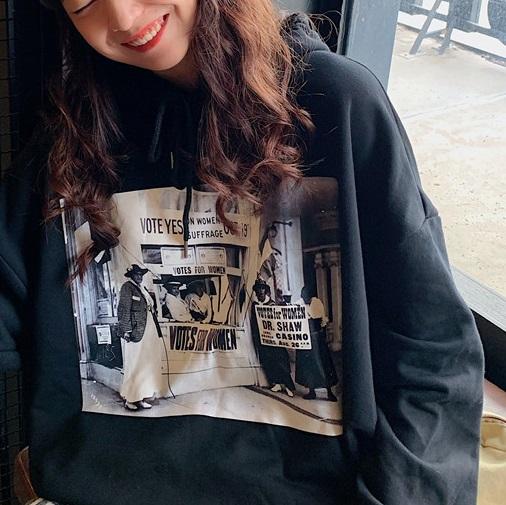 レトロプリントパーカー 3890-画像3-韓国ファッション通販POPREA［ポップリア］