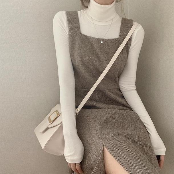 フレンチフェイクウールジャンスカ 4158-画像3-韓国ファッション通販POPREA［ポップリア］