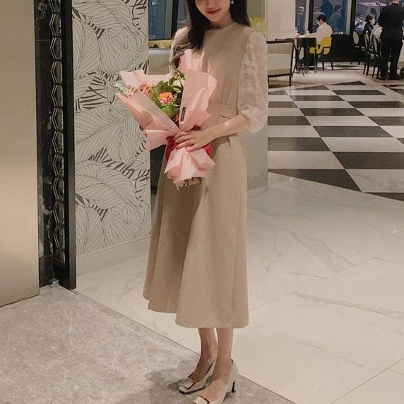 レースウエストマークワンピースセット 3194-画像3-韓国ファッション通販POPREA［ポップリア］