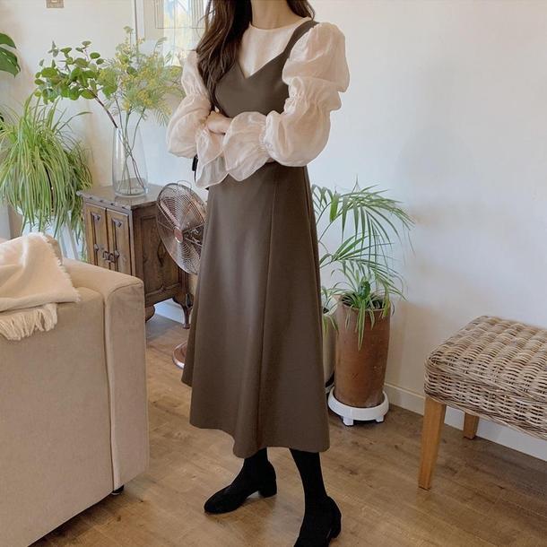 ブラウニーミドルジャンスカ 4267-画像3-韓国ファッション通販POPREA［ポップリア］