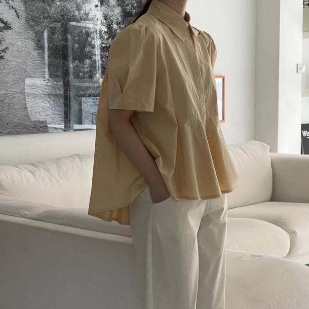 バックプリーツパフスリーブシャツ 4532-画像3-韓国ファッション通販POPREA［ポップリア］