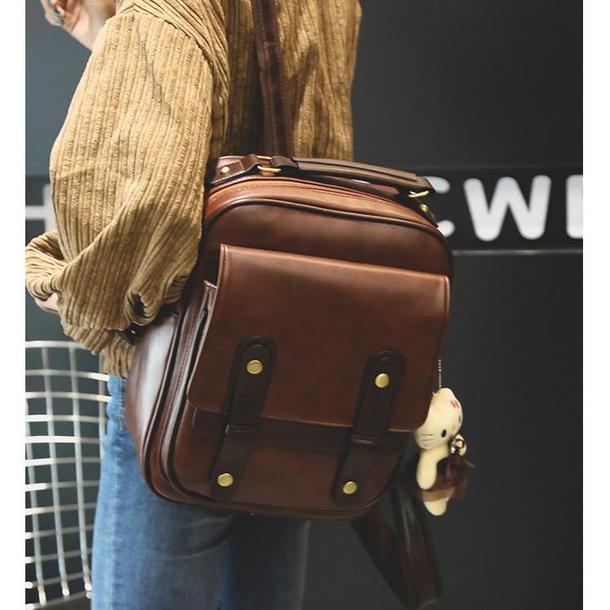 レザー調レトロリュック 4179-画像3-韓国ファッション通販POPREA［ポップリア］