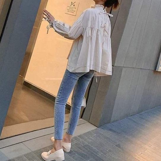 ハイネックフレアブラウス 3965-画像3-韓国ファッション通販POPREA［ポップリア］