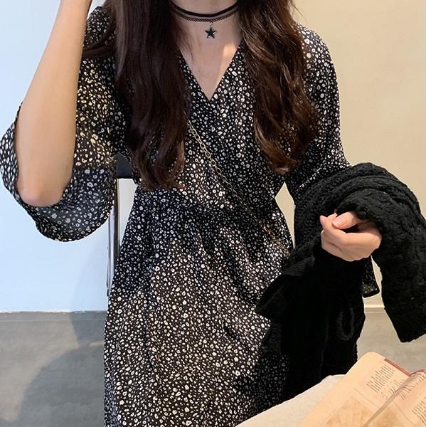 ニット＆フラワーワンピ 3825-画像3-韓国ファッション通販POPREA［ポップリア］