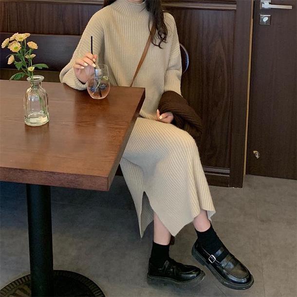 ラテカラーニットワンピース 4165-画像3-韓国ファッション通販POPREA［ポップリア］