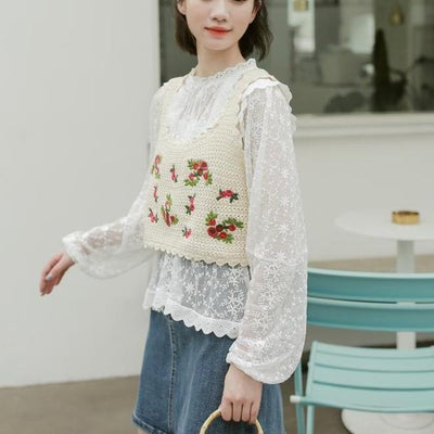 刺繍ニットビスチェ 4464-画像3-韓国ファッション通販POPREA［ポップリア］