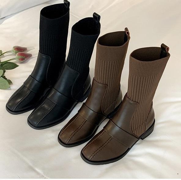 リブソックスショートブーツ 4083-画像3-韓国ファッション通販POPREA［ポップリア］
