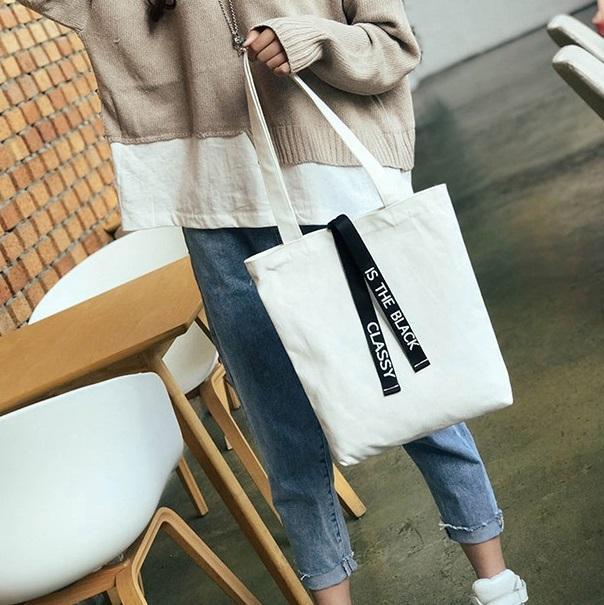 レタリングキャンバスバッグ 3181-画像4-韓国ファッション通販POPREA［ポップリア］