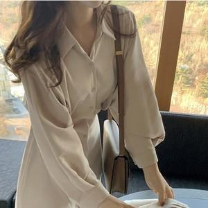 ランタンスリーブスリムワンピース 4378-画像4-韓国ファッション通販POPREA［ポップリア］