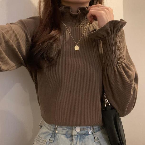 フリルフレアスリーブシャツ 4221-画像4-韓国ファッション通販POPREA［ポップリア］