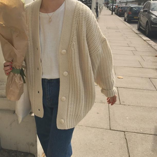 ルーズパフスリーブカーディガン 3946-画像4-韓国ファッション通販POPREA［ポップリア］