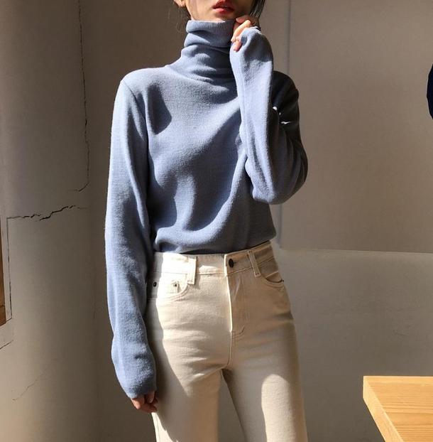 ハイネックソフトフィットニット 4067-画像4-韓国ファッション通販POPREA［ポップリア］