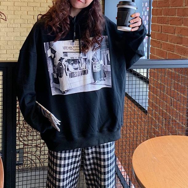 レトロプリントパーカー 3890-画像4-韓国ファッション通販POPREA［ポップリア］