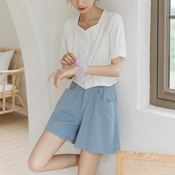 ハートネックショートトップス 4573-画像4-韓国ファッション通販POPREA［ポップリア］