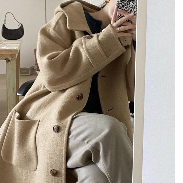 フーディウールロングコート 4068-画像4-韓国ファッション通販POPREA［ポップリア］