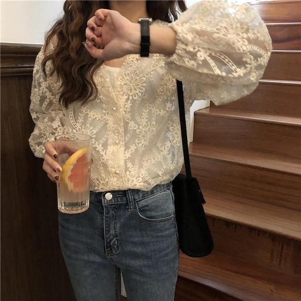 Vネックフワラーシアーシャツ 3451-画像4-韓国ファッション通販POPREA［ポップリア］