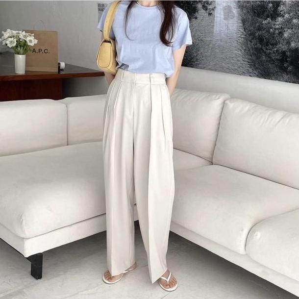 ハイウエストワイルドレッグパンツ 4617-画像4-韓国ファッション通販POPREA［ポップリア］