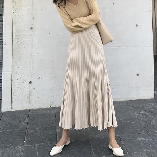 サイドスリットプリーツニットスカート 3901-画像4-韓国ファッション通販POPREA［ポップリア］