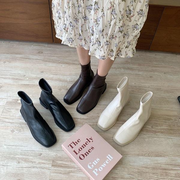 スクエアトゥショートブーツ 4183-画像4-韓国ファッション通販POPREA［ポップリア］