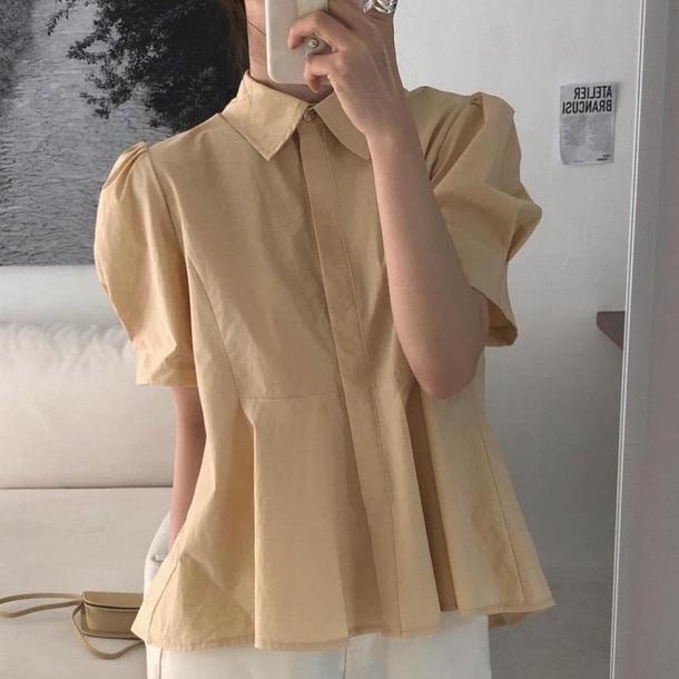 バックプリーツパフスリーブシャツ 4532-画像4-韓国ファッション通販POPREA［ポップリア］