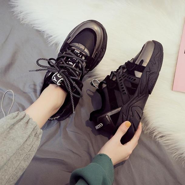 ダークカラーカジュアルスニーカー 4075-画像4-韓国ファッション通販POPREA［ポップリア］