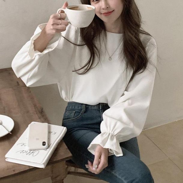 キャンディスリーブシンプルシャツ 4315-画像4-韓国ファッション通販POPREA［ポップリア］