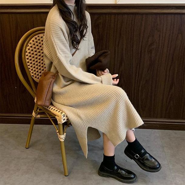 ラテカラーニットワンピース 4165-画像4-韓国ファッション通販POPREA［ポップリア］