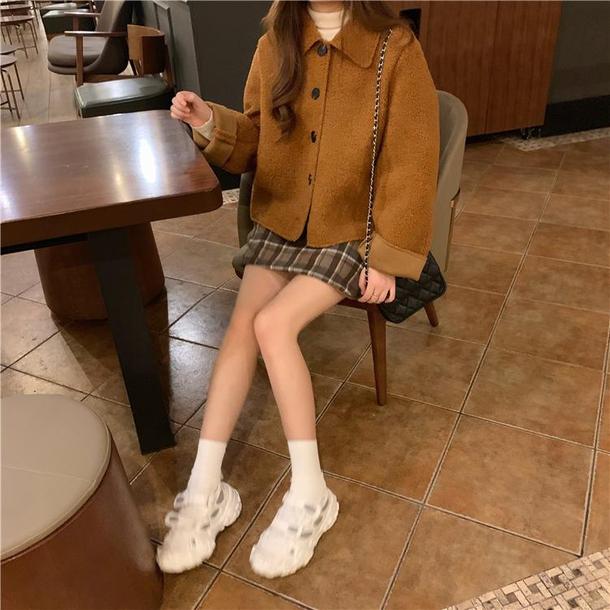 ショートフリースジャケット 3990-画像4-韓国ファッション通販POPREA［ポップリア］