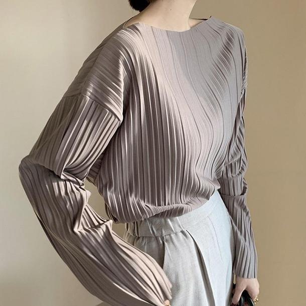 シックプリーツブラウス 4081-画像4-韓国ファッション通販POPREA［ポップリア］