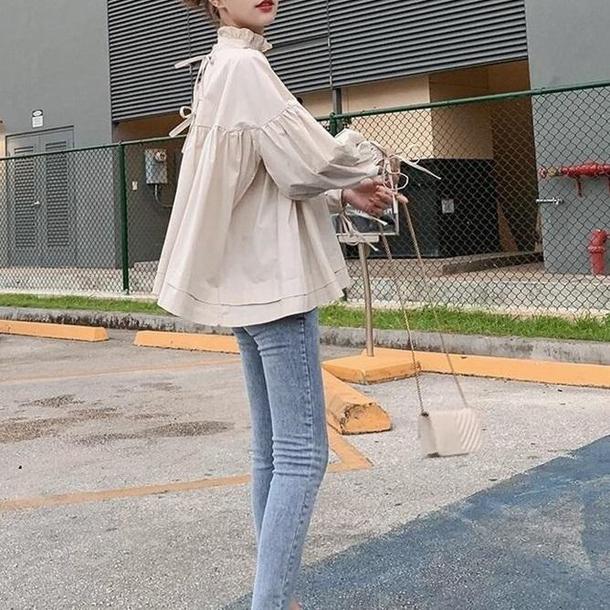 ハイネックフレアブラウス 3965-画像4-韓国ファッション通販POPREA［ポップリア］