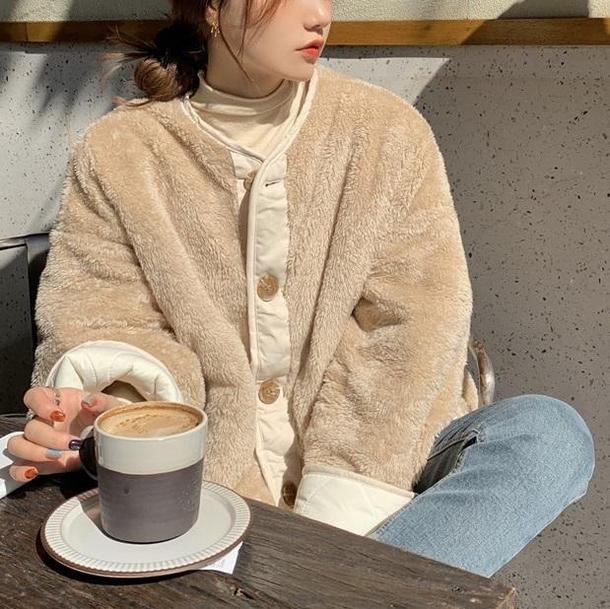 リバーシブルキルティングボアジャケット 3996-画像4-韓国ファッション通販POPREA［ポップリア］