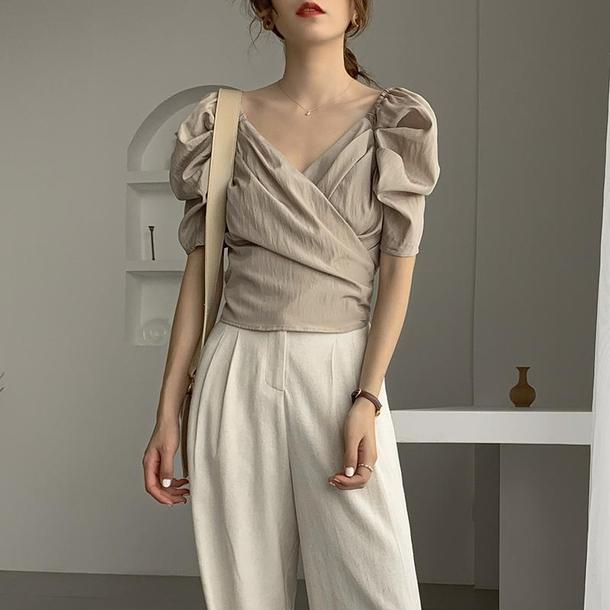 フレンチカシュリボントップス 4454-画像4-韓国ファッション通販POPREA［ポップリア］