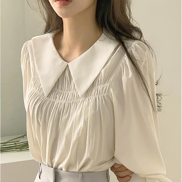 シフォン長袖プリーツシャツ 4395-画像4-韓国ファッション通販POPREA［ポップリア］