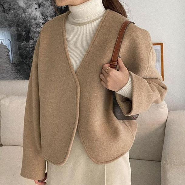 Vネックフレンチコート 4333-画像4-韓国ファッション通販POPREA［ポップリア］