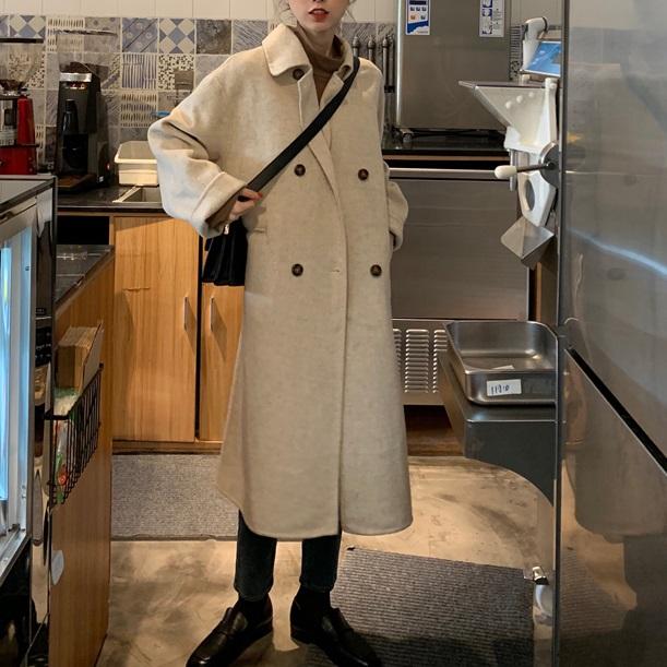 シンプルラペルウールライクコート 3905-画像4-韓国ファッション通販POPREA［ポップリア］