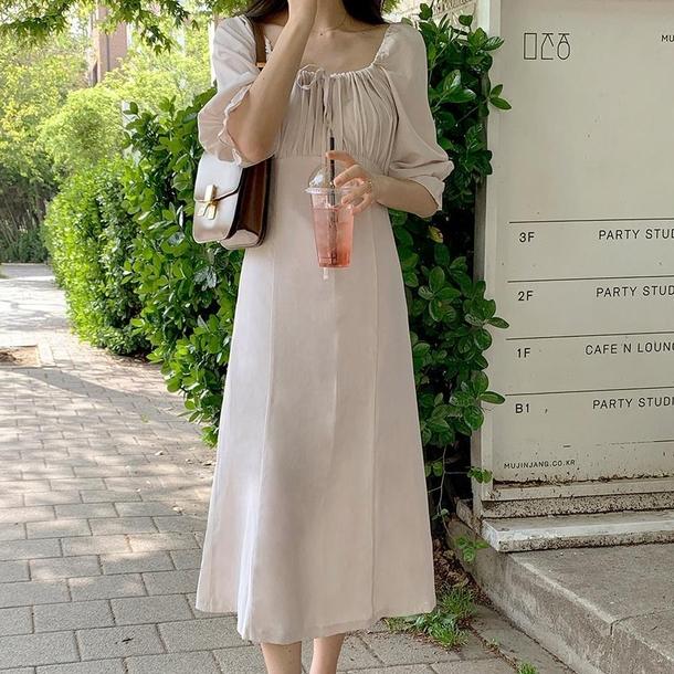 フロントギャザークラシックワンピ 4626-画像4-韓国ファッション通販POPREA［ポップリア］