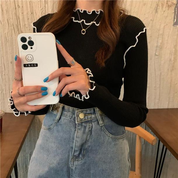 ハーフハイネックフリルニット 4141-画像4-韓国ファッション通販POPREA［ポップリア］