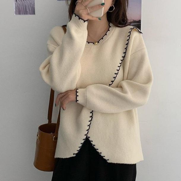 イレギュラーフリルニット 4119-画像5-韓国ファッション通販POPREA［ポップリア］