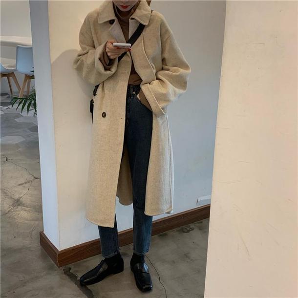 シンプルラペルウールライクコート 3905-画像5-韓国ファッション通販POPREA［ポップリア］