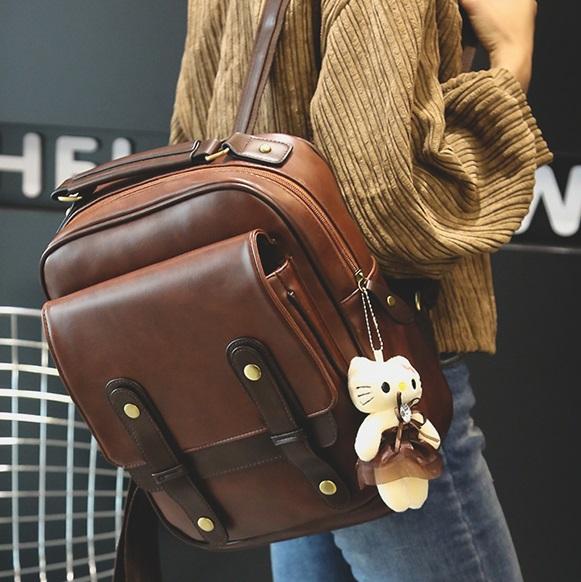 レザー調レトロリュック 4179-画像5-韓国ファッション通販POPREA［ポップリア］