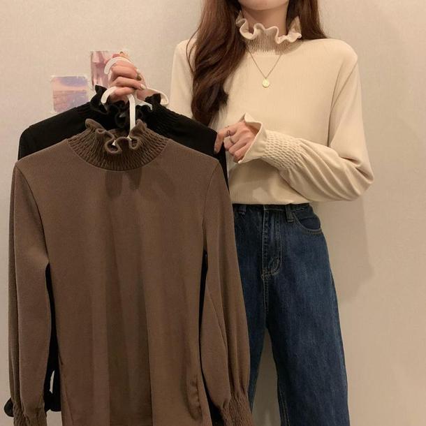 フリルフレアスリーブシャツ 4221-画像5-韓国ファッション通販POPREA［ポップリア］