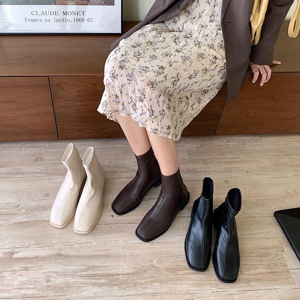 スクエアトゥショートブーツ 4183-画像5-韓国ファッション通販POPREA［ポップリア］