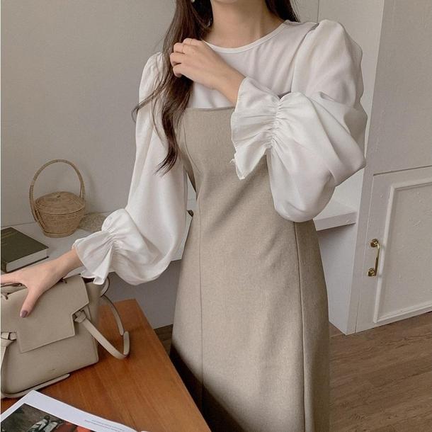 トランペットスリーブシャツ＆ワンピ 4090-画像5-韓国ファッション通販POPREA［ポップリア］