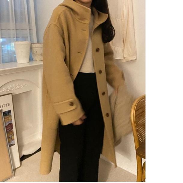 フーディウールロングコート 4068-画像5-韓国ファッション通販POPREA［ポップリア］