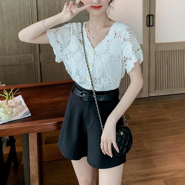 ビックフラワー刺繍カーディガン 4521-画像5-韓国ファッション通販POPREA［ポップリア］