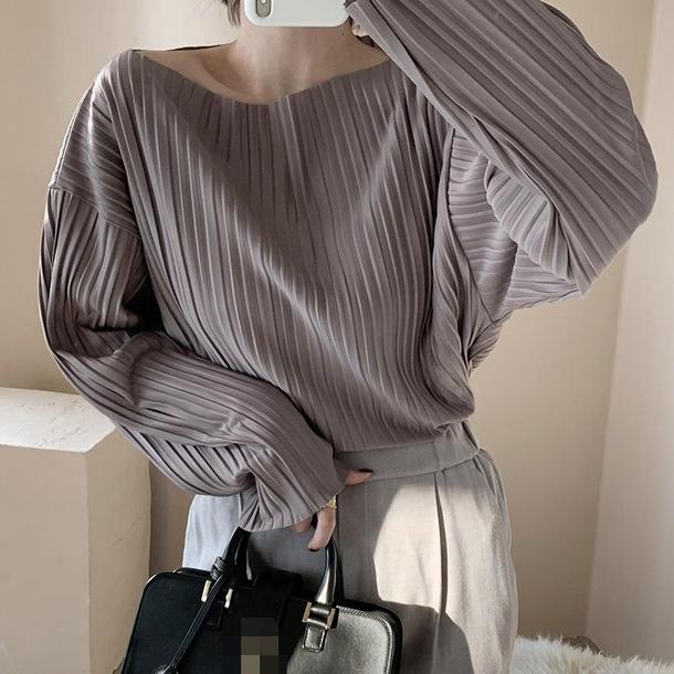 シックプリーツブラウス 4081-画像5-韓国ファッション通販POPREA［ポップリア］