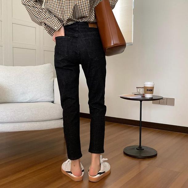 ブラックデニムストレートパンツ 4029-画像5-韓国ファッション通販POPREA［ポップリア］